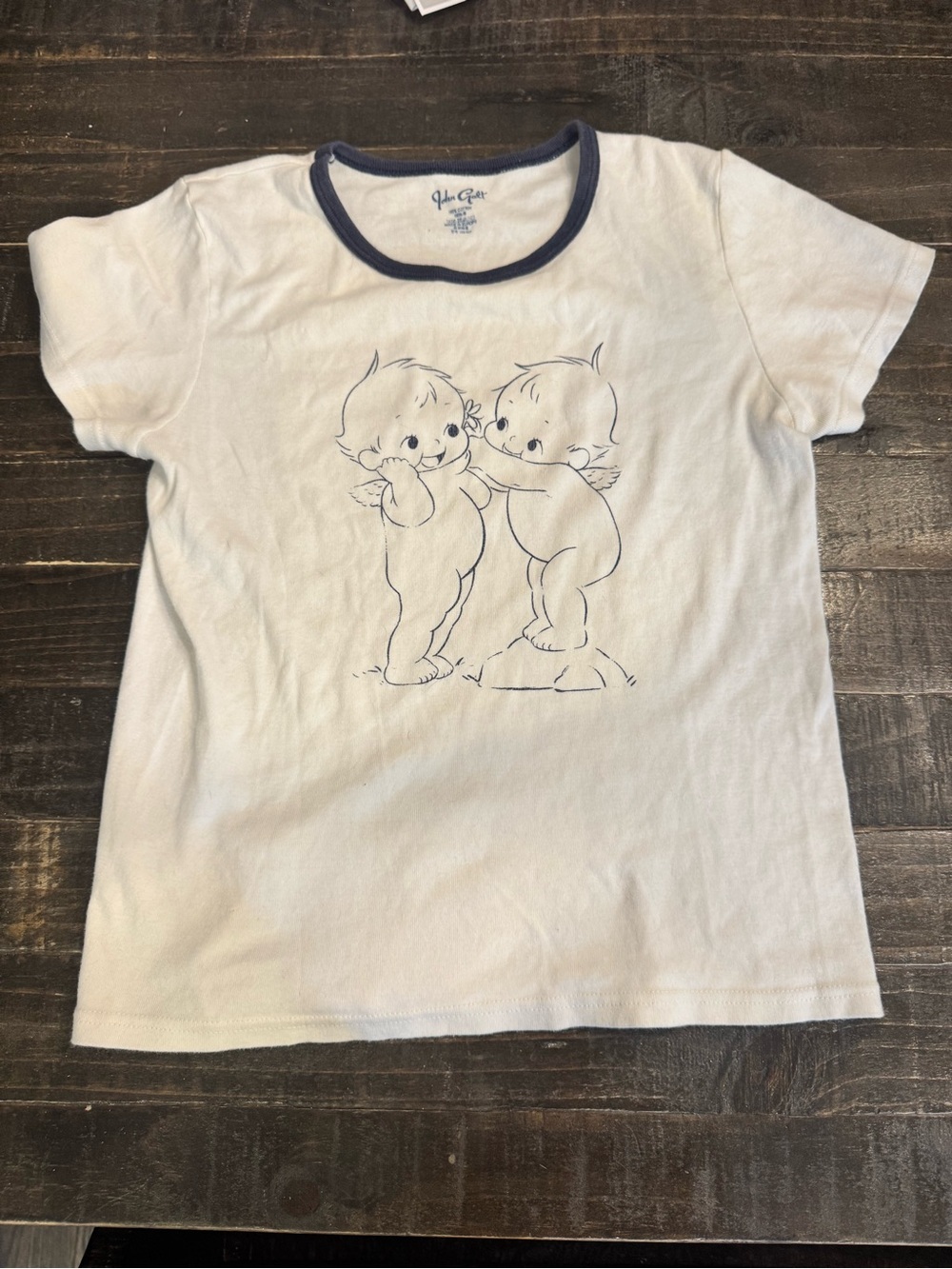 Brandy Melville John Galt Angel Baby Tee Coquette Graphic Top